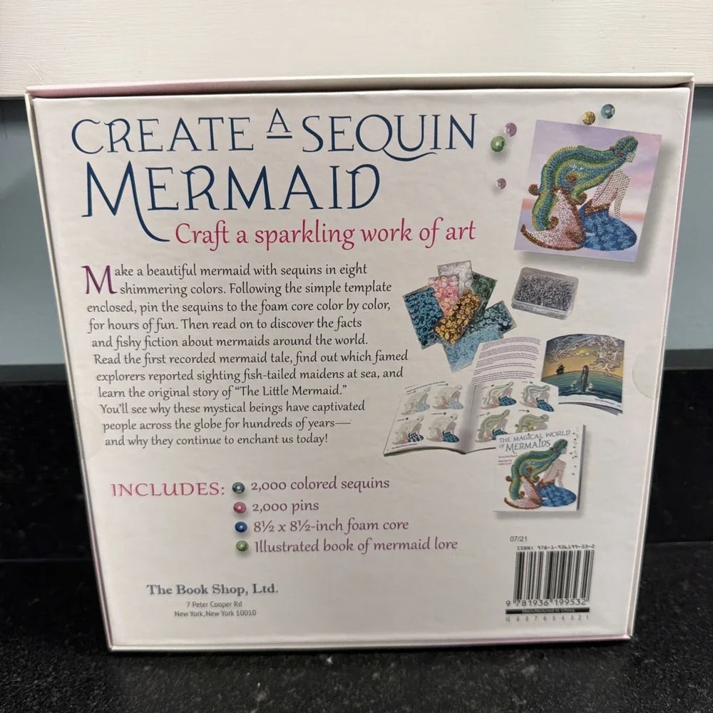 NEW Create a Sequin Mermaid Craft Kit The Book Shop Ltd Pins‎ Foam Book Lore DIY